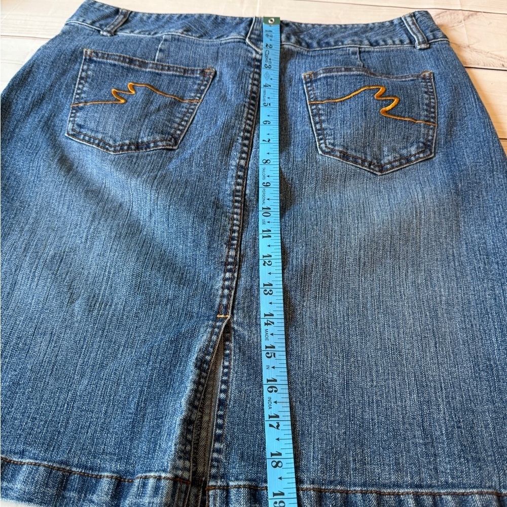 Bay Studio Petite Denim Skirt 14P Classic Blue Stretch Pencil - Picture 6 of 8